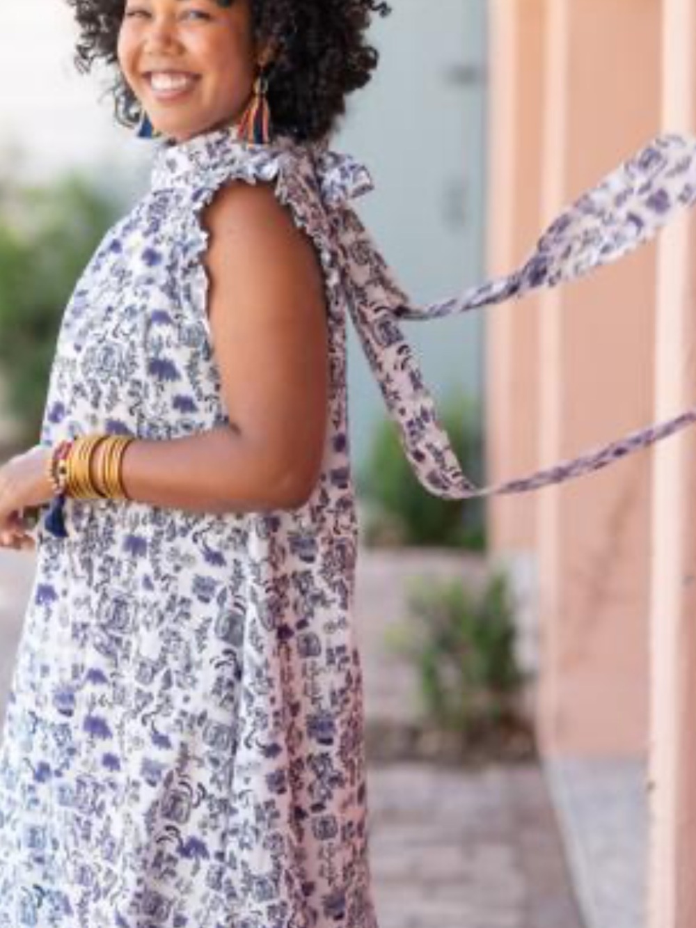 The Tiny Tassel Charleston Toile tie back maxi dress Large
